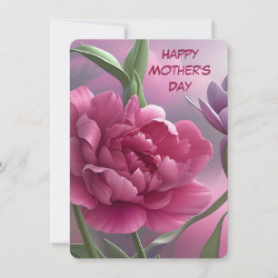 Carte Joyeuse Fleurs de la Fête des Mères, Peony, Floral