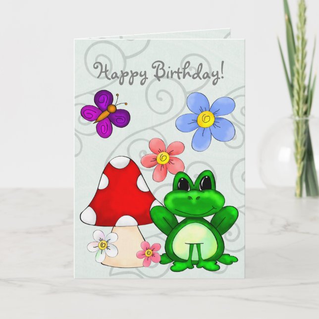 Carte Joyeuse Grenouille À L'Anniversaire Du Printemps (Devant)