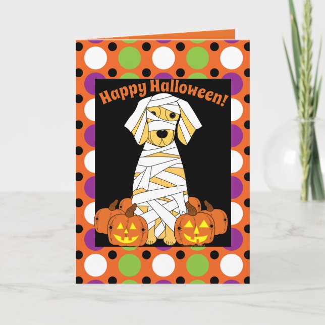 Carte Joyeuse Halloween Golden Retriever Mummy Card (Devant)