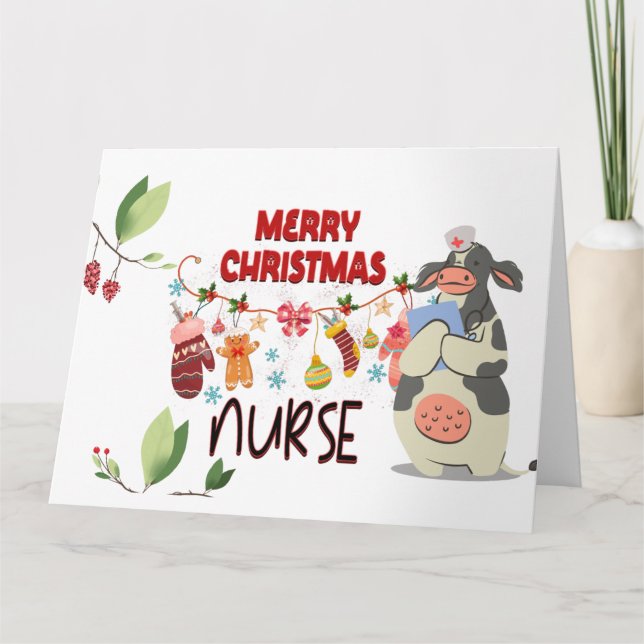 Carte Joyeuse infirmière de Noël (Devant)