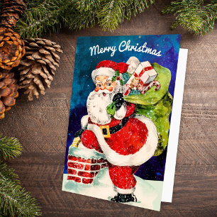 Carte Joyeuse Jolly Père Noël Vintage non photo Ho