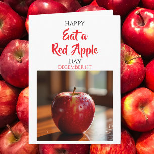 Carte Joyeuse journée de la pomme rouge à manger ! 1er d