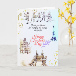 Carte Joyeuse Journée des enseignants (bleu d'Alice)