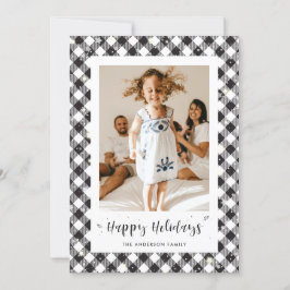 Carte Joyeuse Joyeuse Photo Plaid Noir Blanc