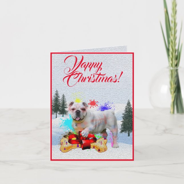 Carte Joyeuse Joyeuse Xmas pour chien britannique  (Devant)