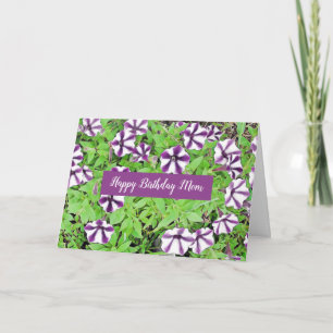 Carte Joyeuse maman d'anniversaire pourpre Petunias