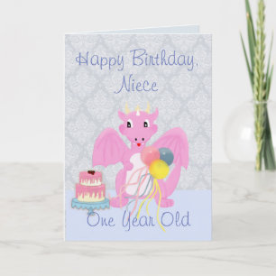 Carte Joyeuse nièce d'anniversaire, joli dessin de drago