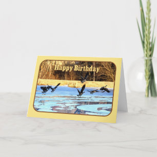 Carte Joyeuse Oie D'Anniversaire Décolle D'Un Étang Cong