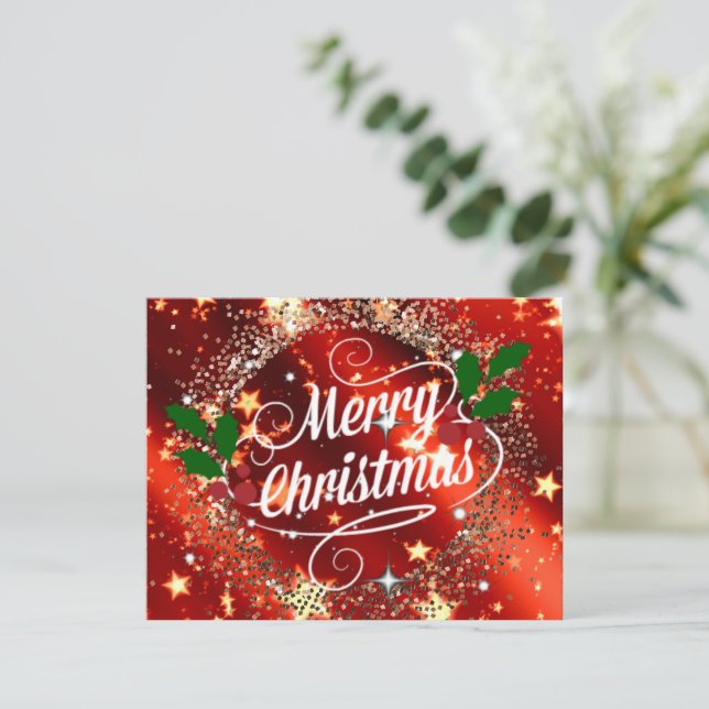 Carte Joyeuse parties scintillant de Noël et étincelante (Debout devant)
