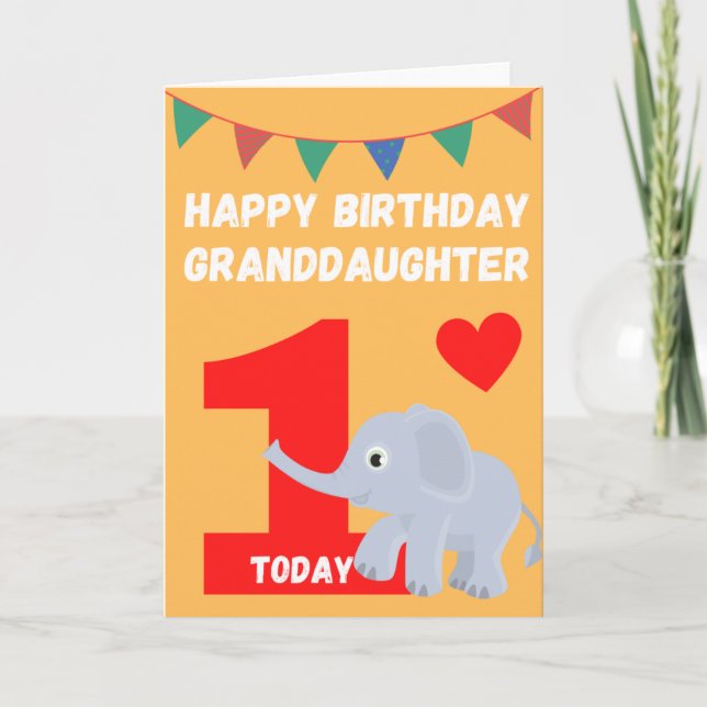 Carte Joyeuse petite-fille d'anniversaire - 1 Aujourd'hu (Devant)