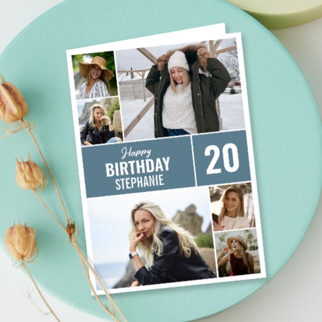 Carte Joyeuse photo d'anniversaire | Collage des salutat (Personalize the collage birthday greeting card to create a special keepsake for your loved one!)