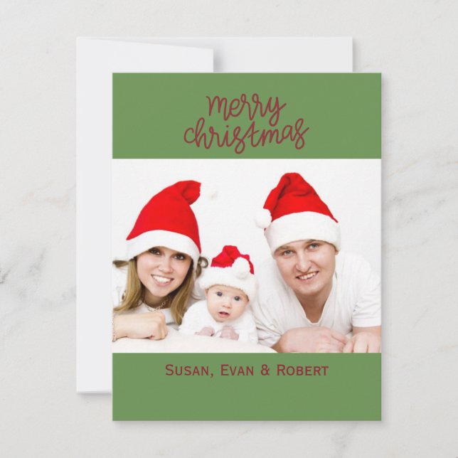 Carte Joyeuse photo de famille de Noël avec des noms (Devant)