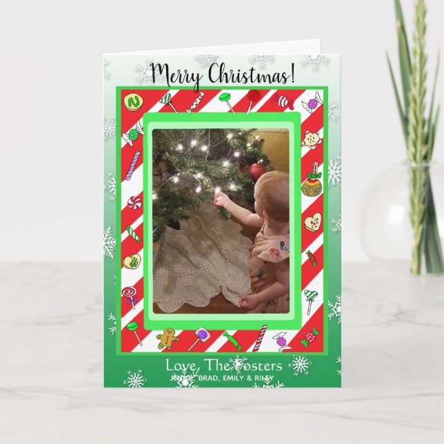 Carte Joyeuse photo de famille de Noël Fantaisie (Devant)