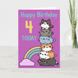 Carte Joyeuse Pile D'Anniversaire De Chats Âgés