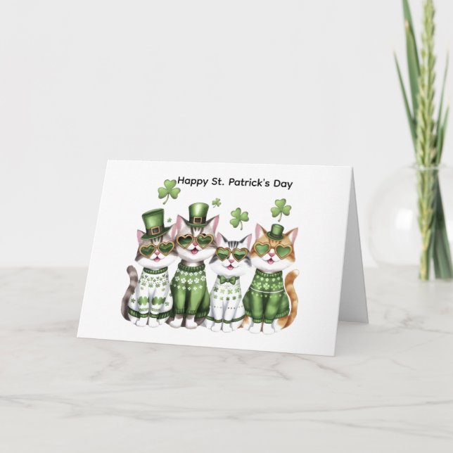 Carte Joyeuse Saint-Patrick chats (Devant)