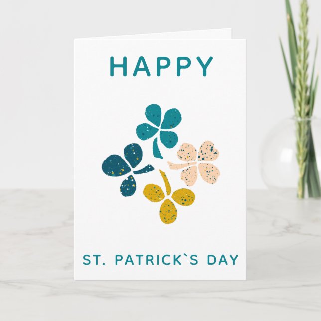 Carte Joyeuse Saint-Patrick Clover Dessin de trèfle (Devant)