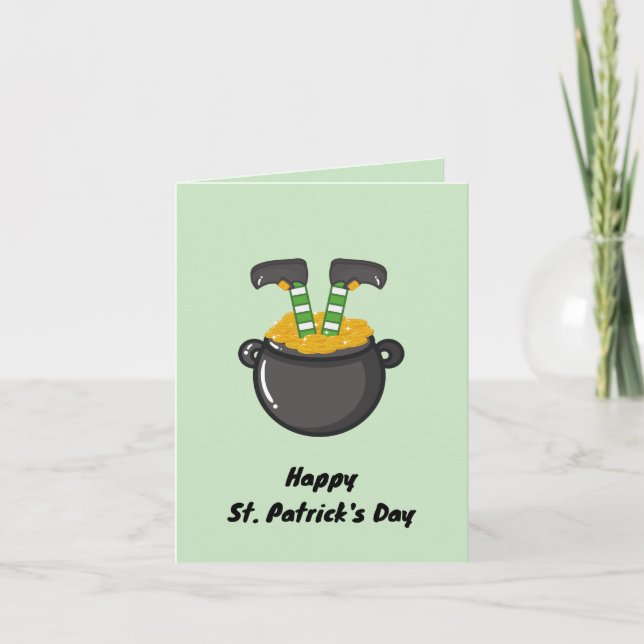 Carte Joyeuse Saint-Patrick Gnome Vert Or (Devant)