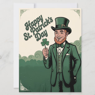 Carte Joyeuse Saint-Patrick Leprechaun Vintage