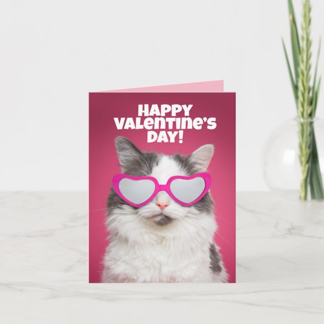 Carte Joyeuse Saint-Valentin à tous Humour de chat drôle (Devant)