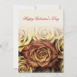 Carte Joyeuse Saint-Valentin avec bouquet de roses jaune
