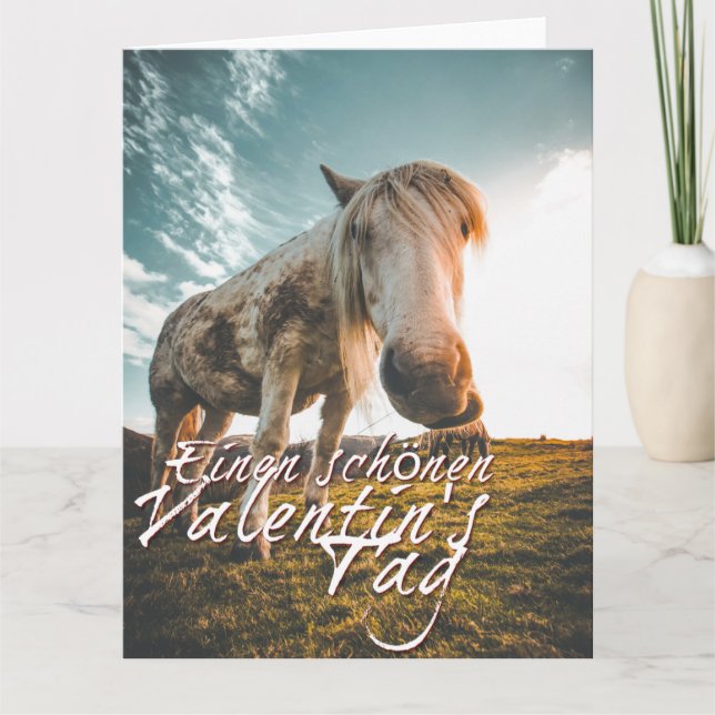 Carte Joyeuse Saint-Valentin avec cheval qui regarde (Devant)