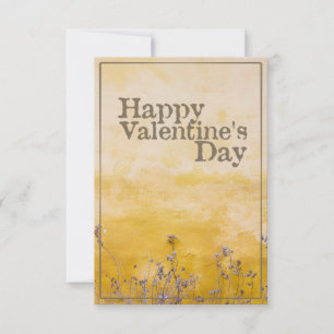 Carte Joyeuse Saint-Valentin avec Prairie de Fleurs Vint