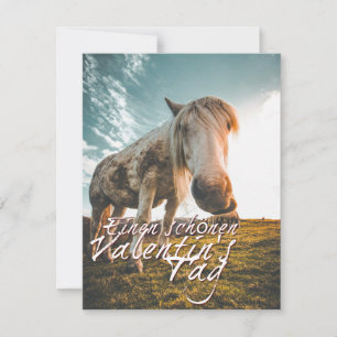 Carte Joyeuse Saint-Valentin avec un cheval qui regarde