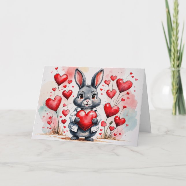 Carte Joyeuse Saint-Valentin Lapin (Devant)
