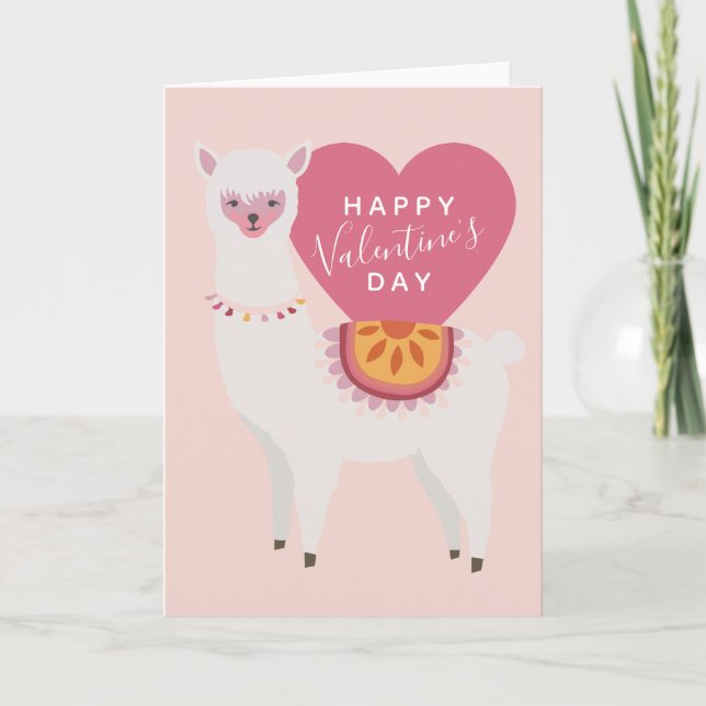 Carte Joyeuse Saint-Valentin | Llama Amour (Devant)