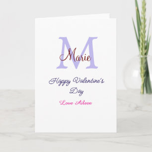 Carte Joyeuse Saint-Valentin pastel violet monogramme ro