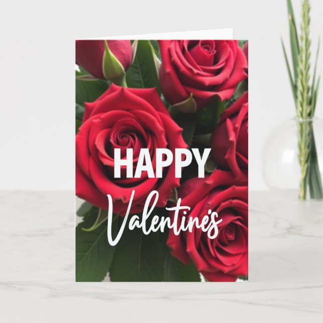 Carte Joyeuse Saint-Valentin Roses (Devant)