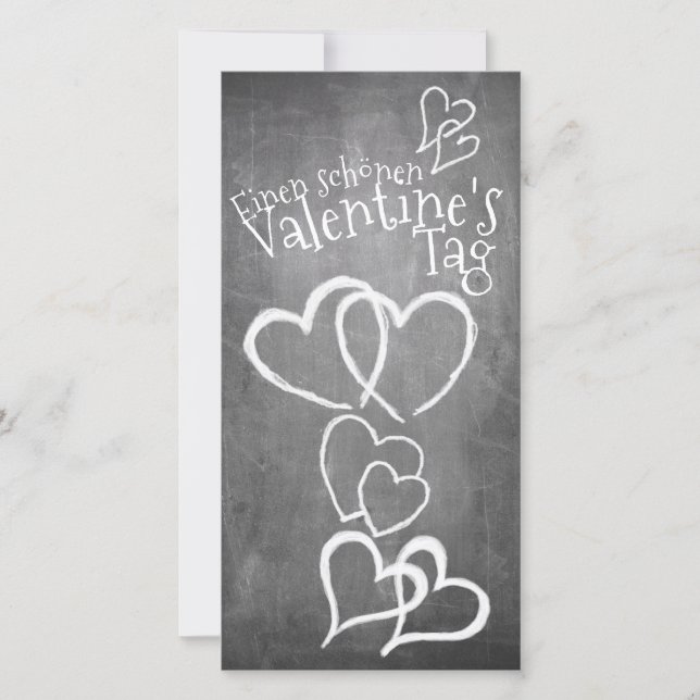Carte Joyeuse Saint-Valentin sur un tableau à la craie (Devant)