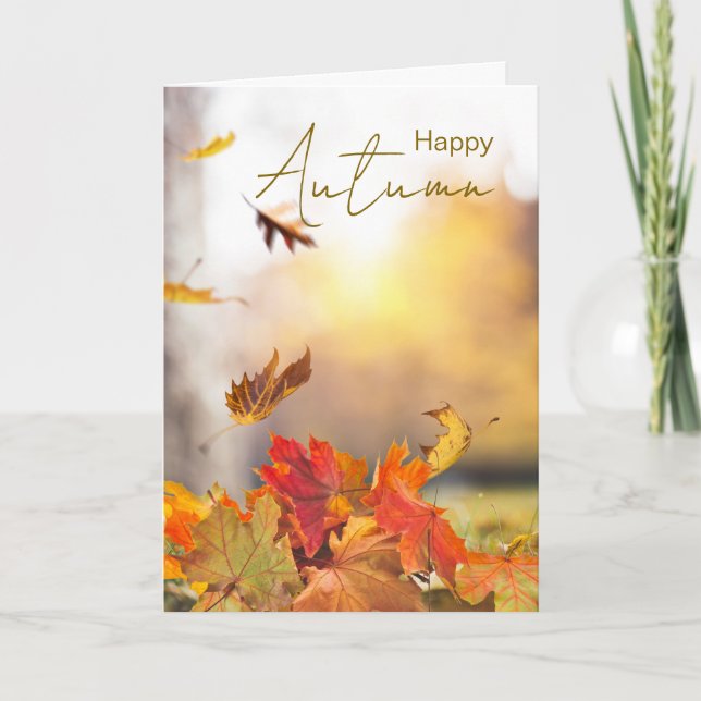 Carte Joyeuse saison d'automne avec feuilles d'automne (Devant)