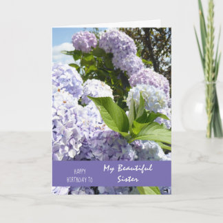 Carte Joyeuse soeur d'anniversaire Hydrangea Flowers