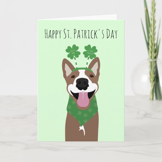 Carte Joyeuse St Patrick Marron Chien Vert (Devant)