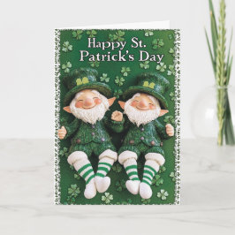 Carte Joyeuse St. Patrick’s Day et deux leprechaun