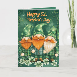 Carte Joyeuse St. Patrick’s Day et trois leprechaun