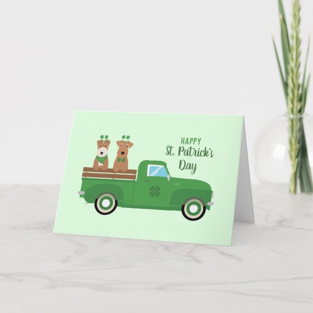 Carte Joyeuse St Patrick Wire Fox Terrier Chien (Devant)