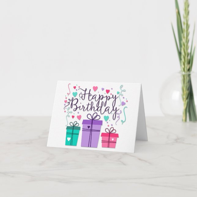 Carte Joyeuses boîtes cadeaux d'anniversaire en blanc (Devant)