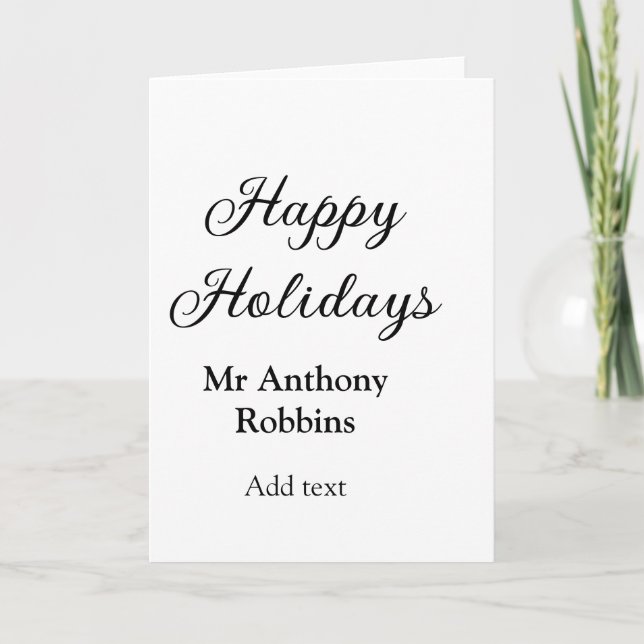 Carte Joyeuses fêtes ajoutez nom date année simple minim (Devant)