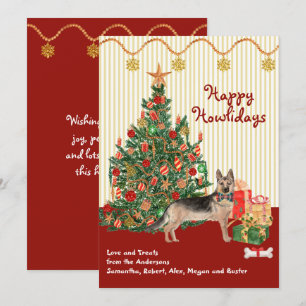 Carte Joyeuses fêtes Allemand Berger Dog Tree présente