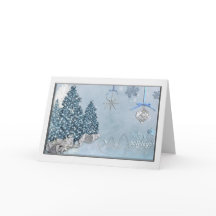 Joyeuses Fêtes Arbres Bleus Noël Élégant