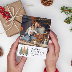 Carte Joyeuses fêtes Arbres de Noël Simple Photo