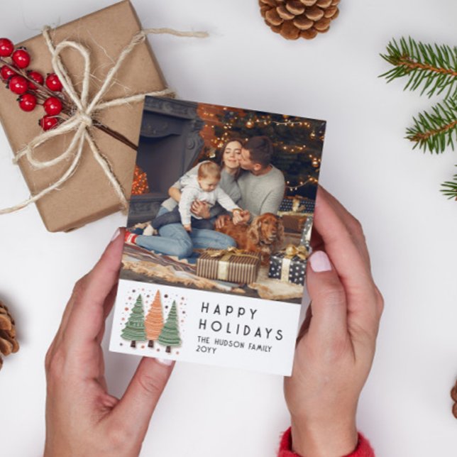 Carte Joyeuses fêtes Arbres de Noël Simple Photo (Créateur téléchargé)