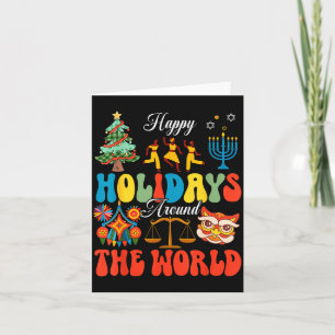 Carte Joyeuses Fêtes Autour du Monde Noël Hanukkah Diw