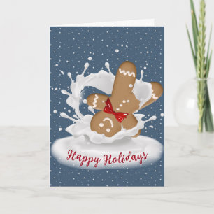 Carte Joyeuses Fêtes Bonhomme en Pain d'Épice dans du La