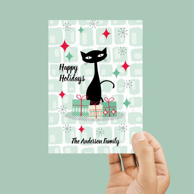 Carte Joyeuses fêtes, Chat de Noël atomique (Créateur téléchargé)