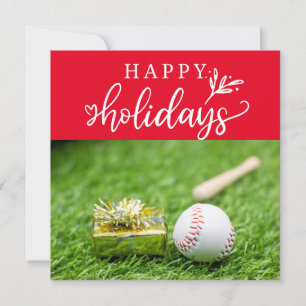 Carte Joyeuses fêtes de baseball avec batte de ballon et
