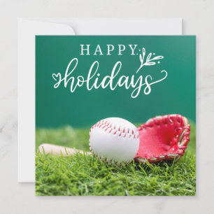 Carte Joyeuses fêtes de baseball avec batte de ballon et