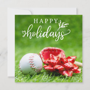 Carte Joyeuses fêtes de baseball avec batte de ballon et